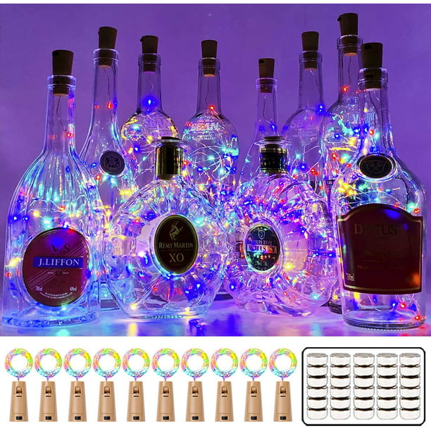 10/20LED Solar Wine Bottle Lights Copper Wire Cork Fairy String Light Party US 